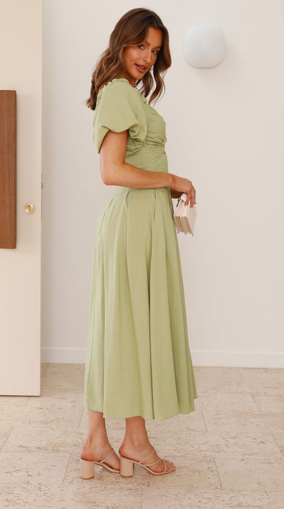 Olive Sweetheart Neckline Cut Out Dress