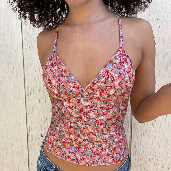 Red Printed Camisole Top