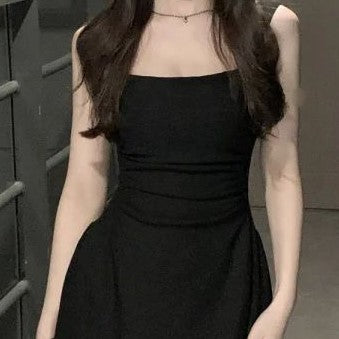 Black Side Ruching Maxi Dress