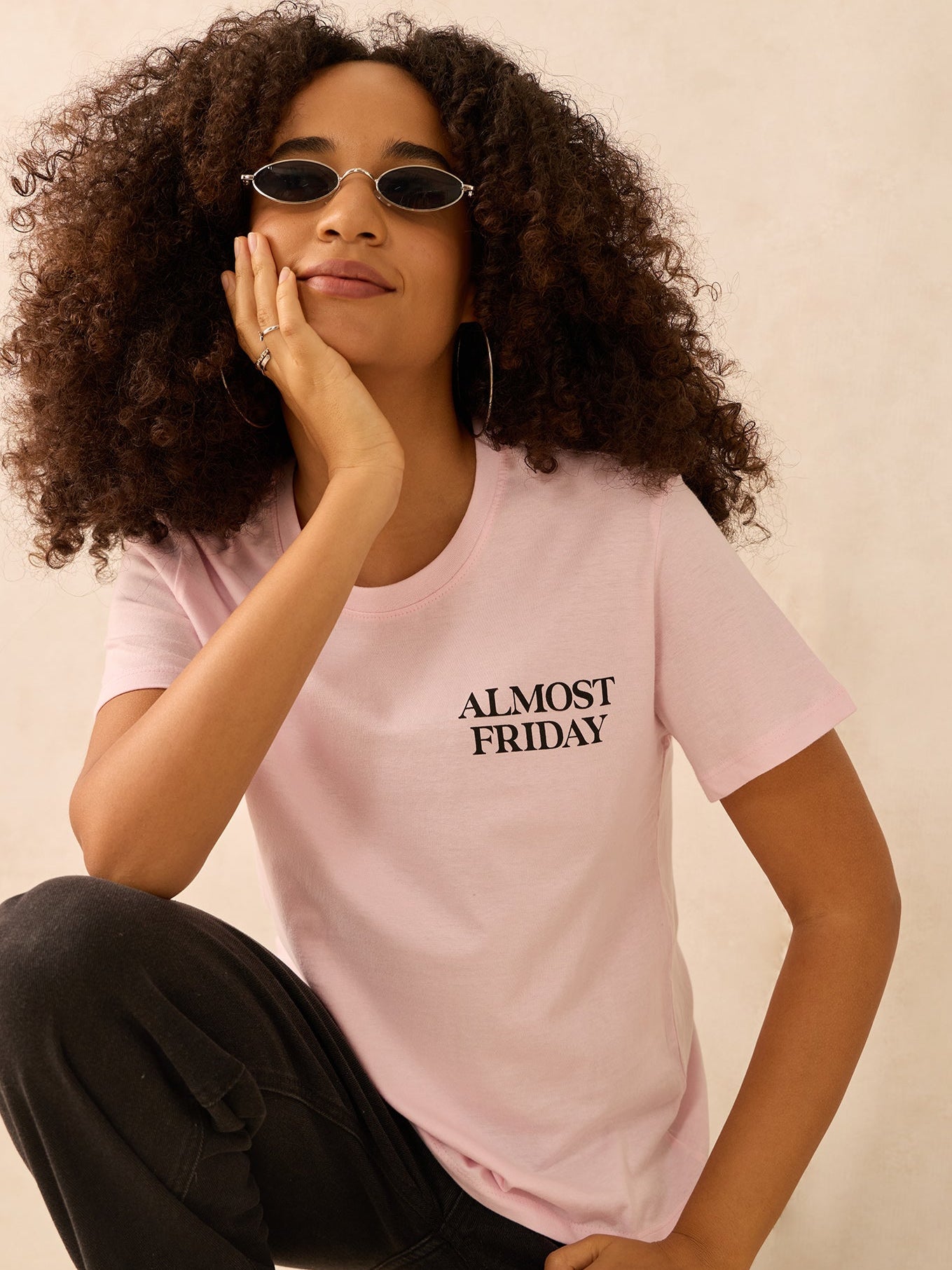Pink Regular Fit Graphic Tshirt