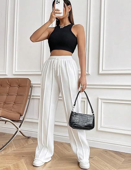 White Elasticated Regular Fit Drawstring Joggers