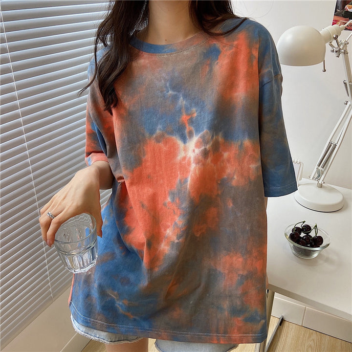 Orange Tie And Dye Oversized T-Shirt