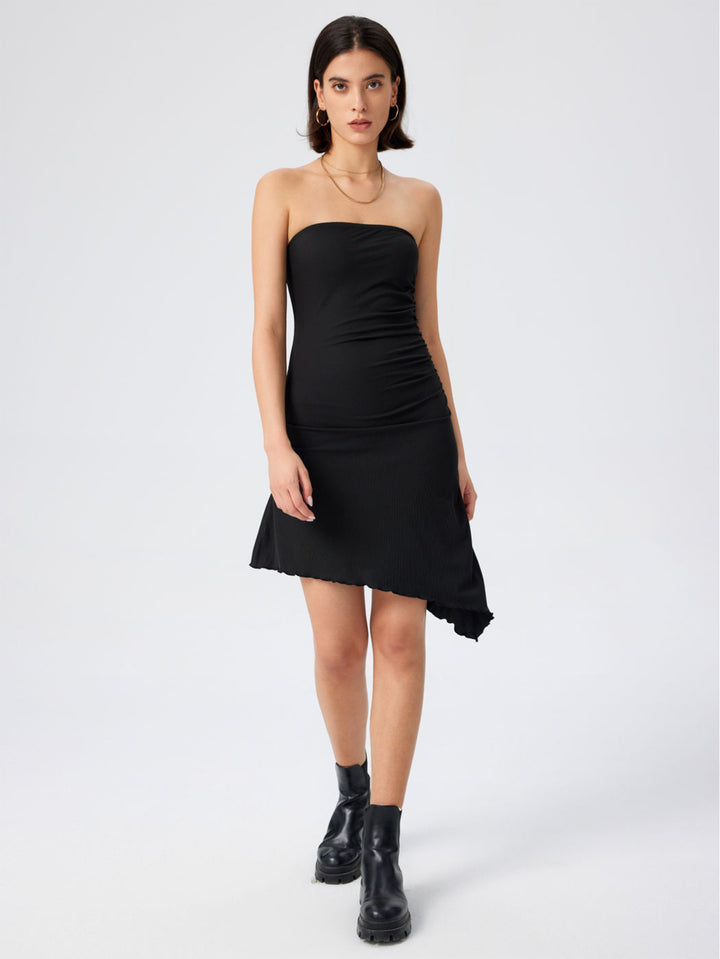 Black Tube Asymmetric Mini Dress