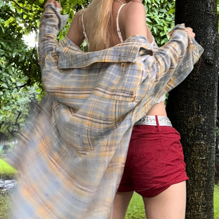 Blue Oversized Flannel Shirt