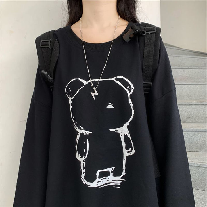 Black Graphic Printed Oversized Sweatshirt