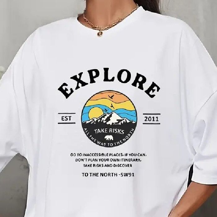 White Chest Print Graphic Tshirt