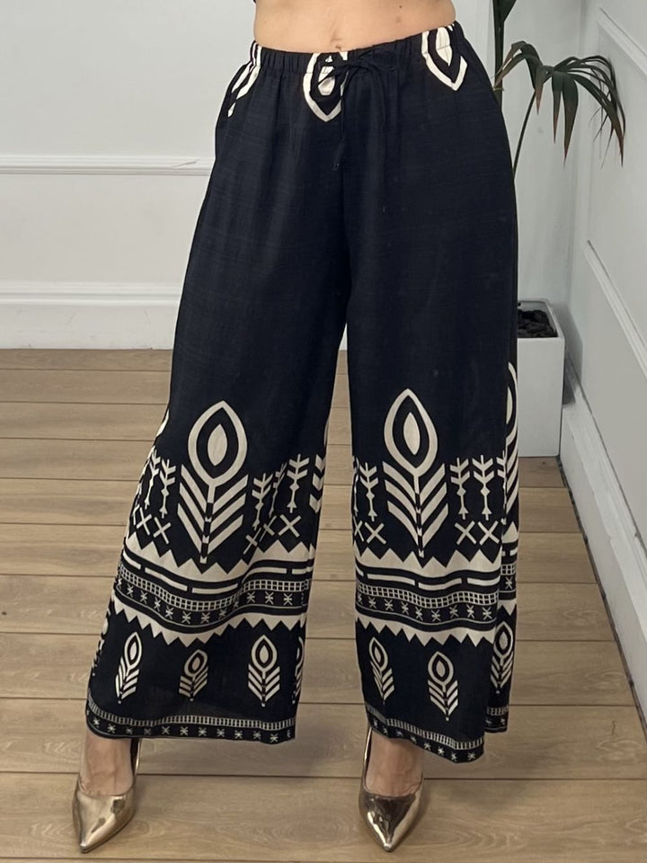 Black Placement Printed Pants