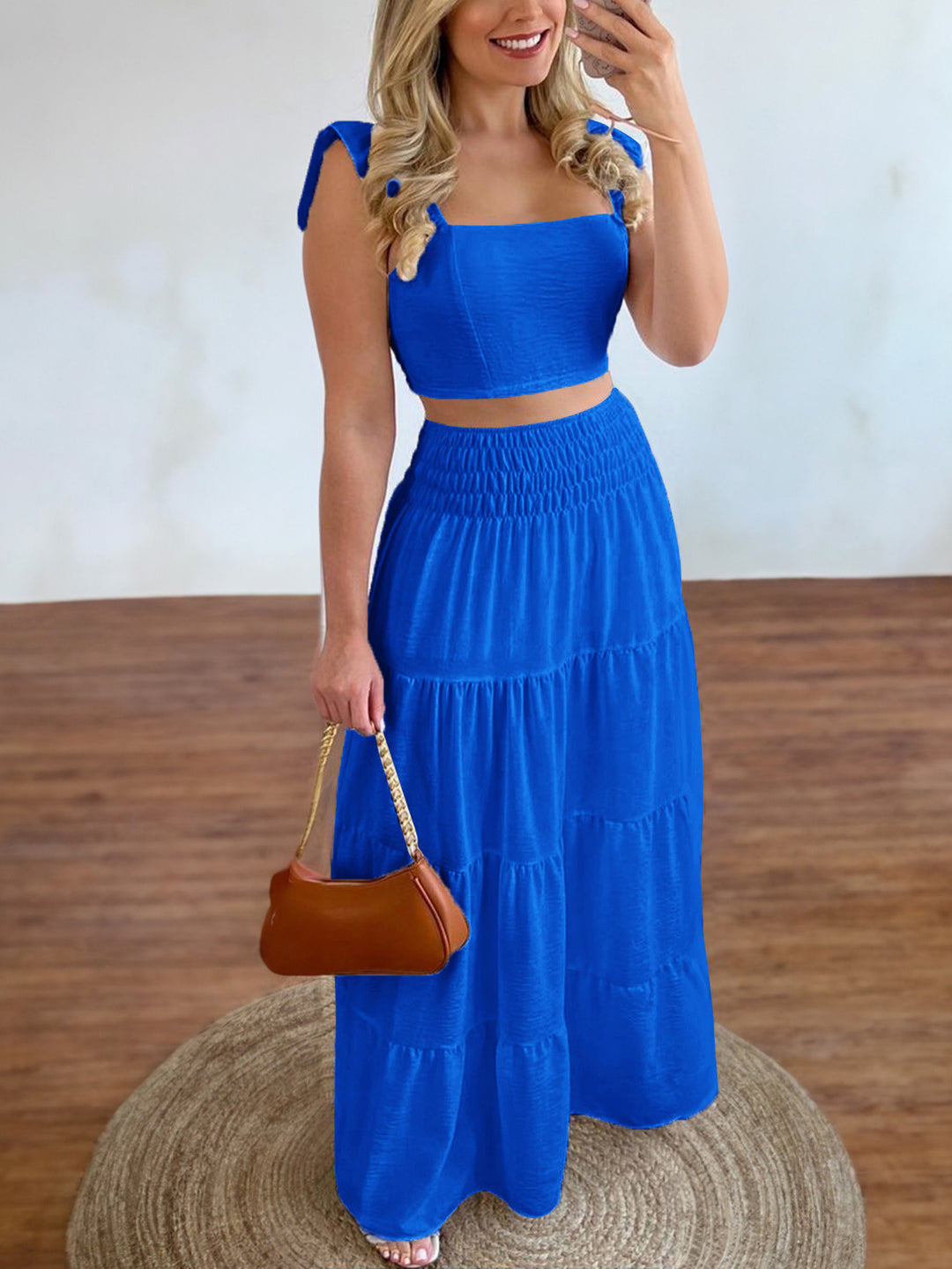 Blue Beachy Top And Skirt Co-Ord Set