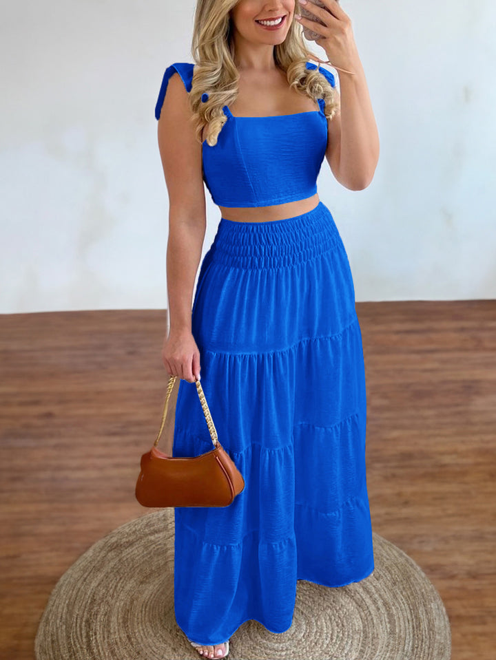 Blue Beachy Top And Skirt Co-Ord Set