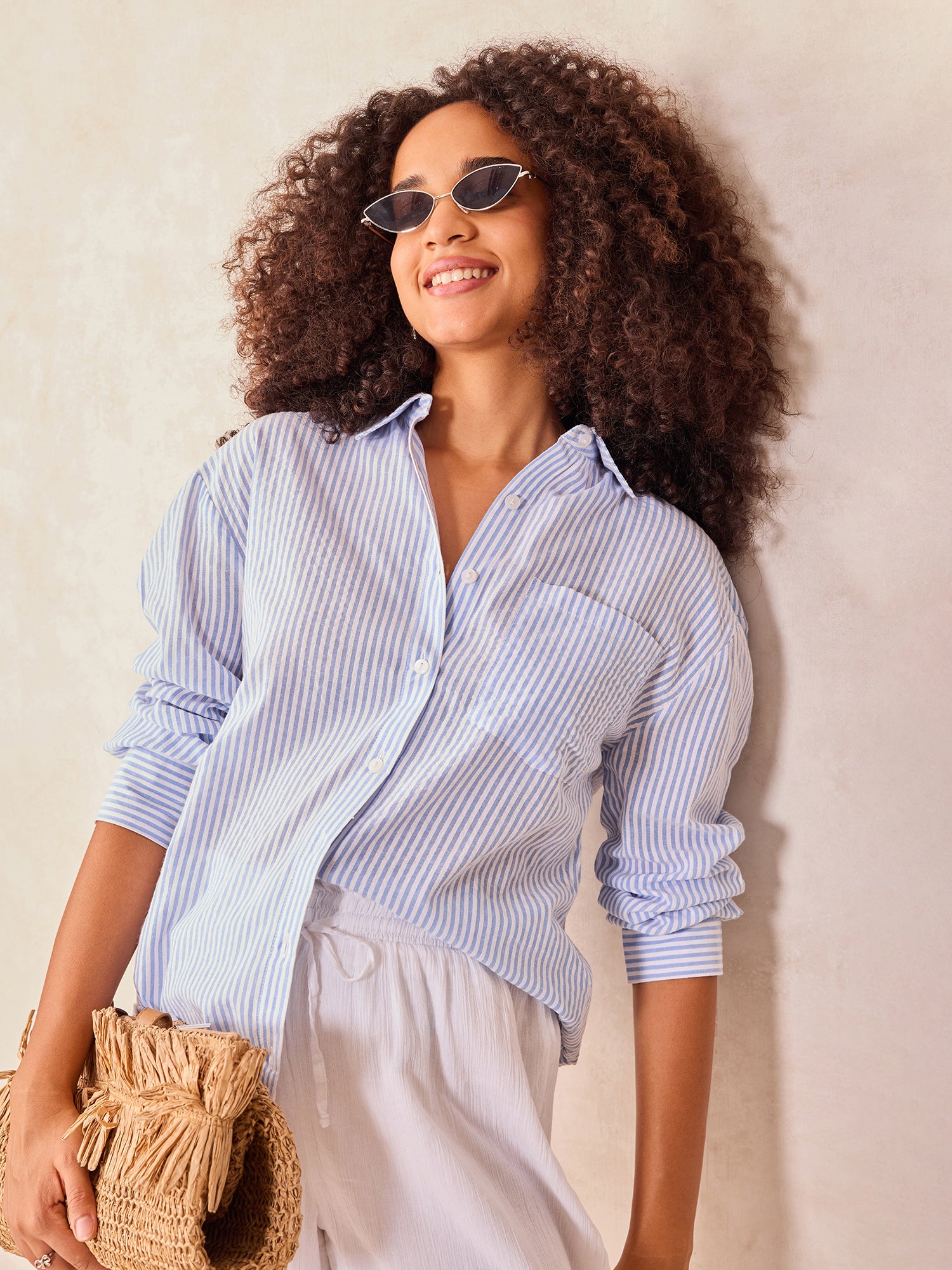 Blue Oversized Stripe Shirt