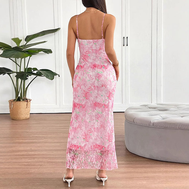 Multi Strappy Printed Maxi Dress