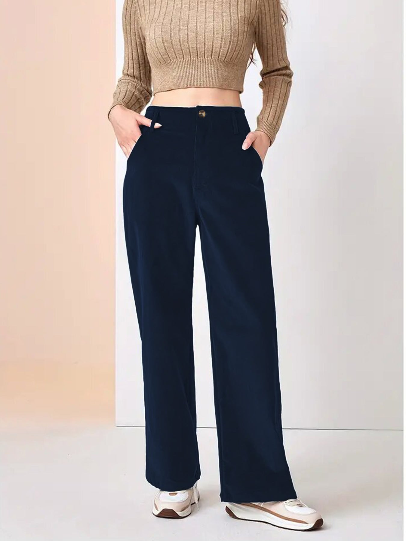 Blue Straight Leg Trouser