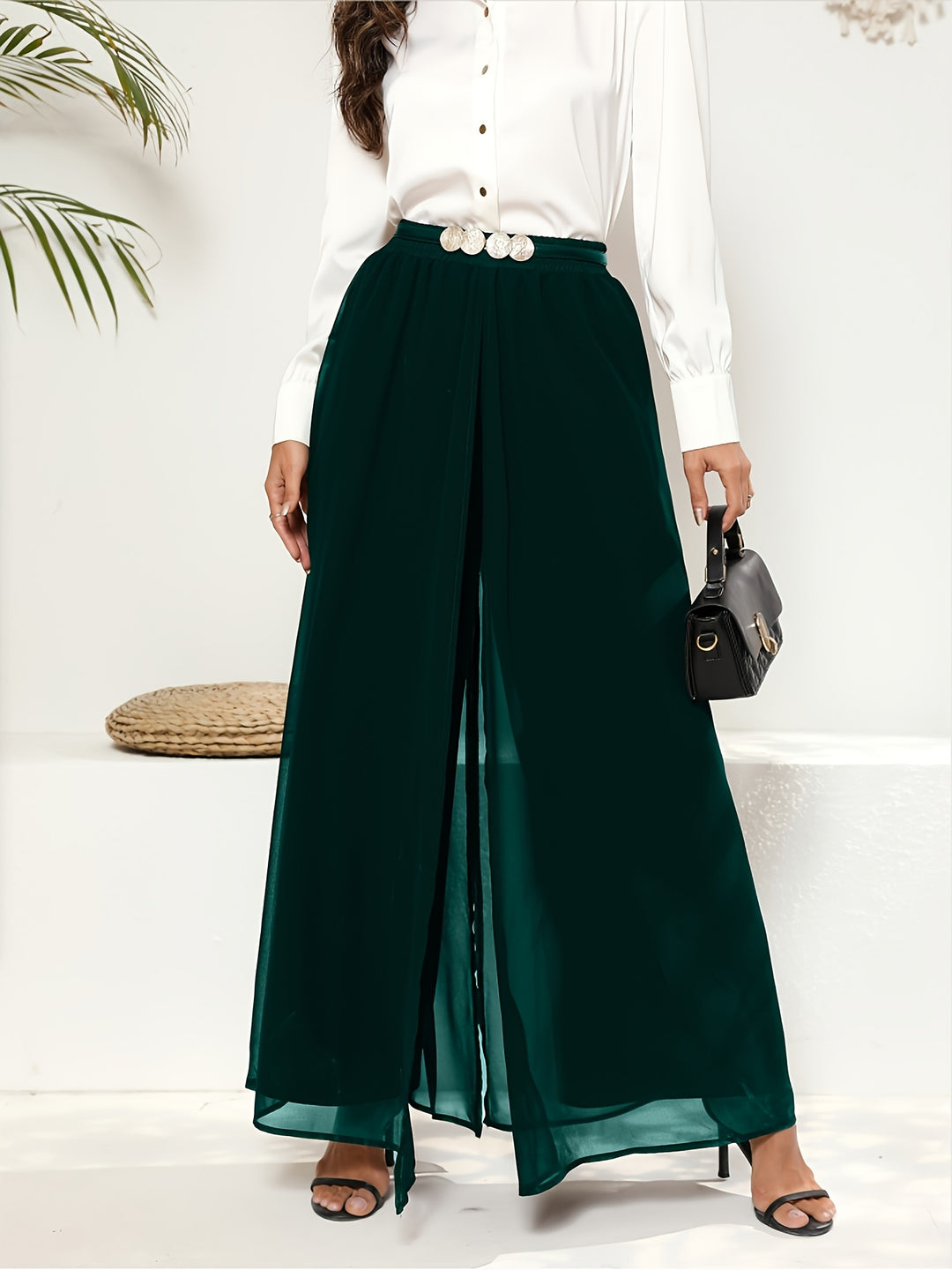 Green Layered Look Skirt