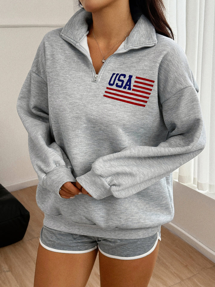 Grey Full Sleeve High Neck Graphic Print Sweatshirt