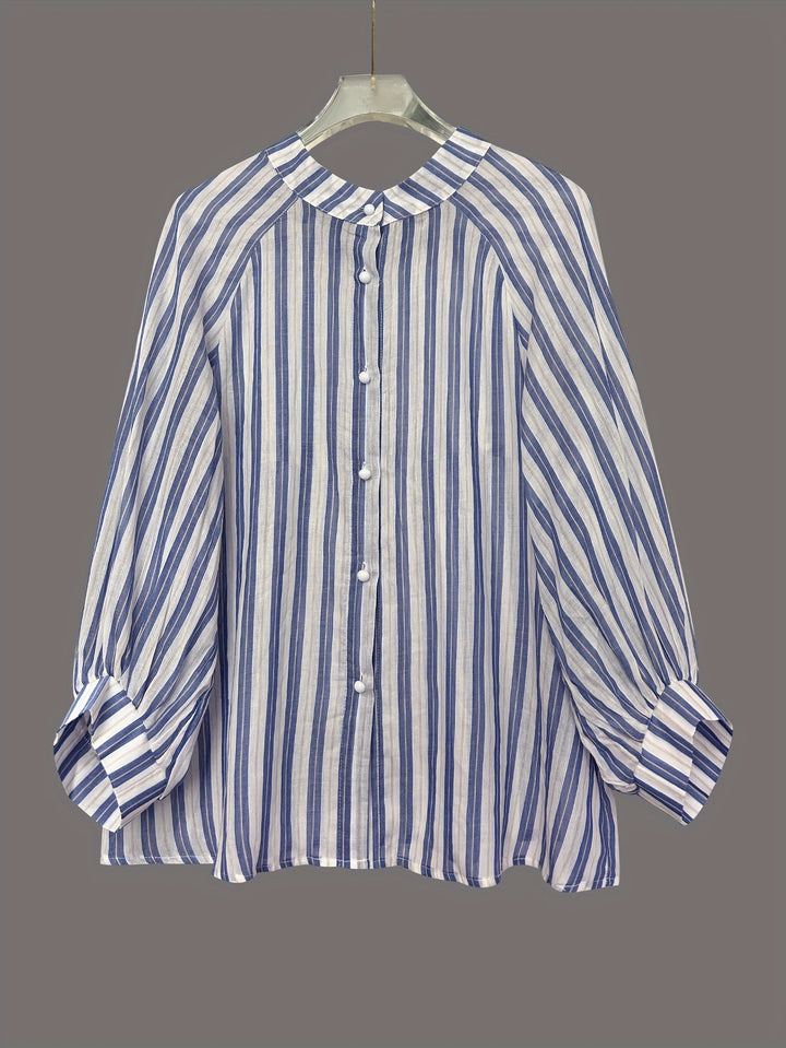 Blue Bishop Sleeve Striped Top