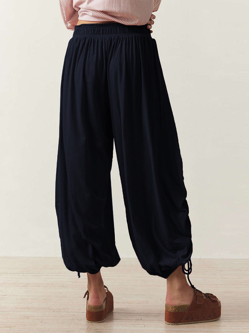Black Ruching At Bottom Hem With Elasticated Leg