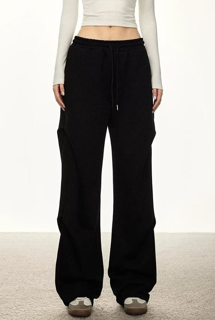 Pin Tucked Black Joggers