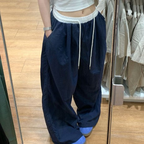 Navy Blue Dual Toned Waistband Sweatpants