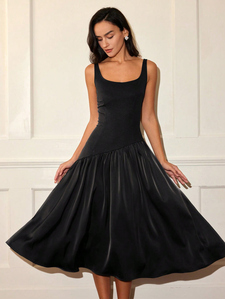 Black Flare Hem Sleeveless Dress