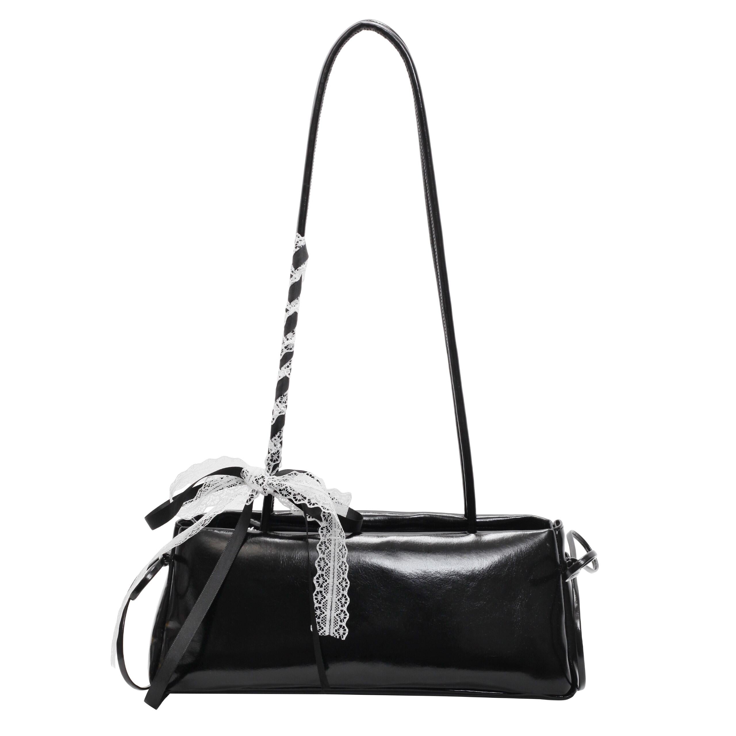 Black Lace Bow Shoulder Bag