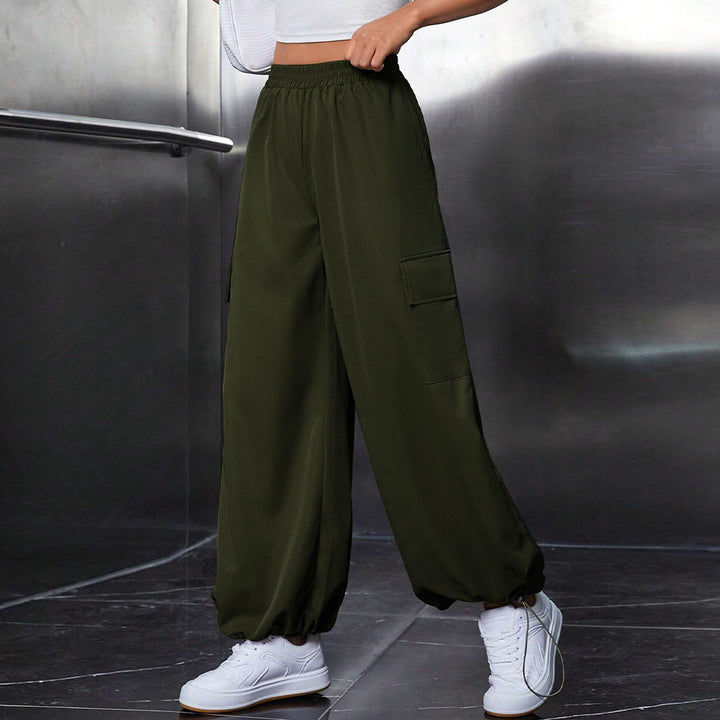 Olive Flat Waistband Pleated Trouser
