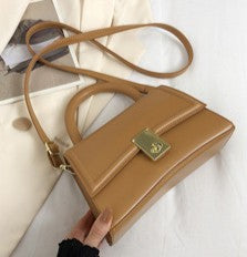 Brown Structured Flap Top-Handle Bag