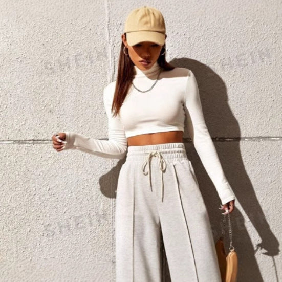White High Neck Crop Top