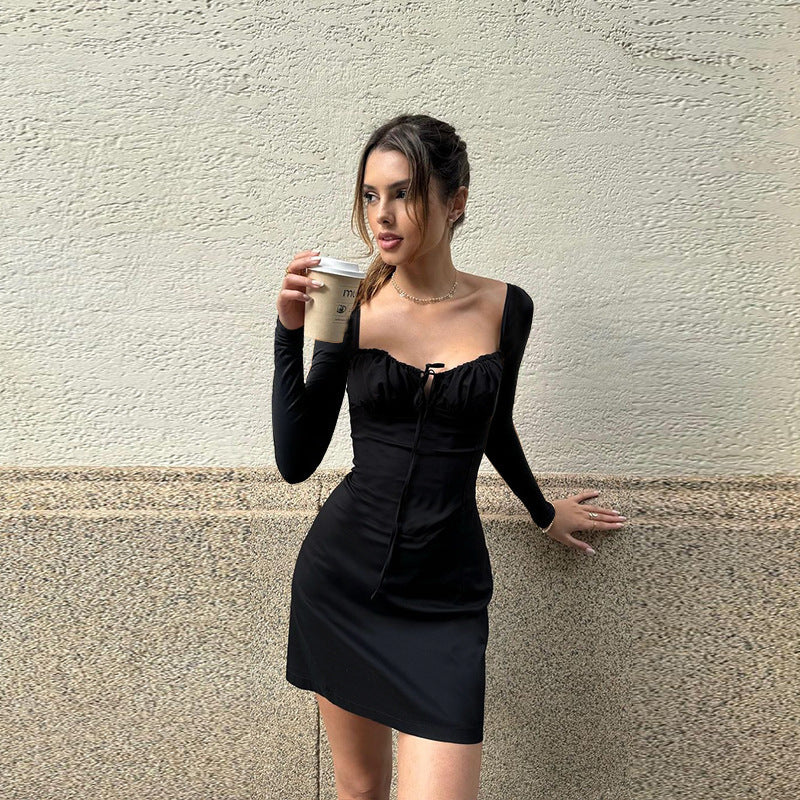 Black Bustier sweetheart neckline dress