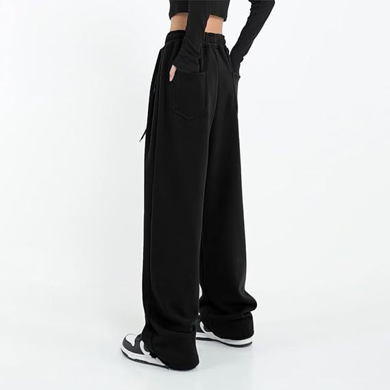 Black Elasticated Wide Leg Joggers