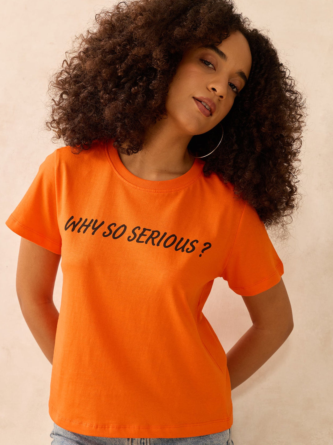 Orange Regular Fit Graphic Tshirt