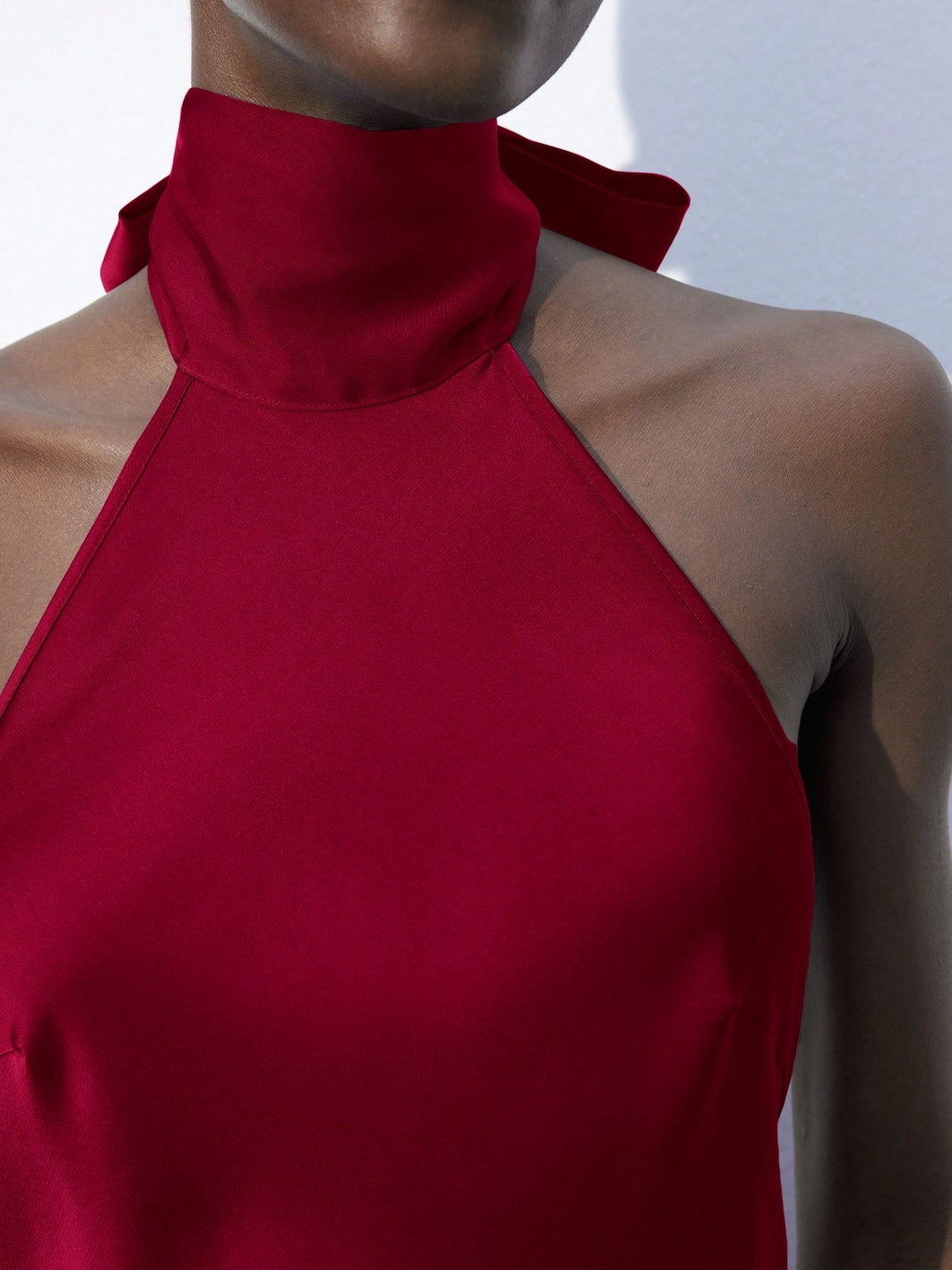 Red Halterneck Midi Dress