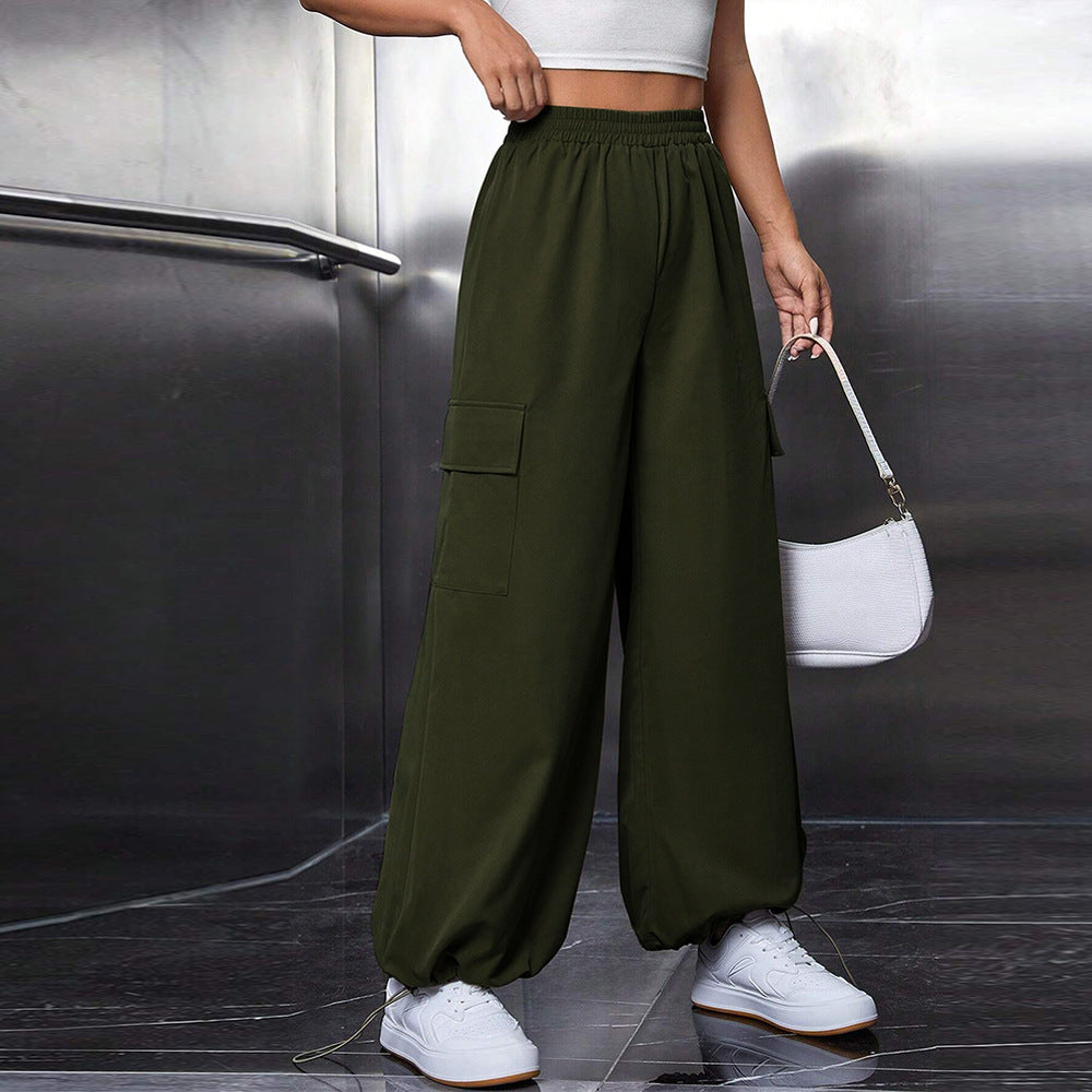 Olive Flat Waistband Pleated Trouser