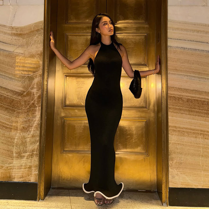 Black Halter Neck Maxi Dress