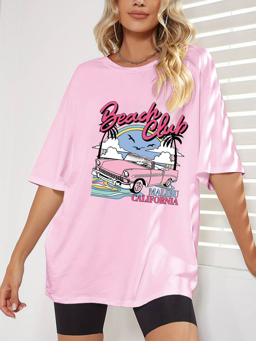 Pink Chest Print Graphic Tshirt