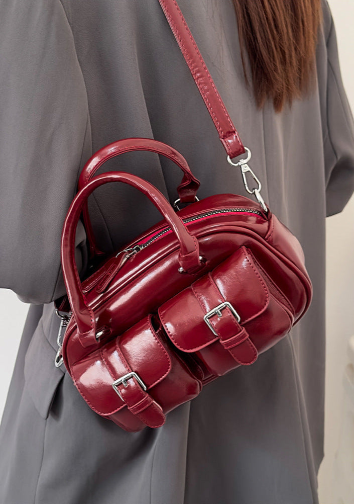 Wine Double Pocket Crossbody Bag