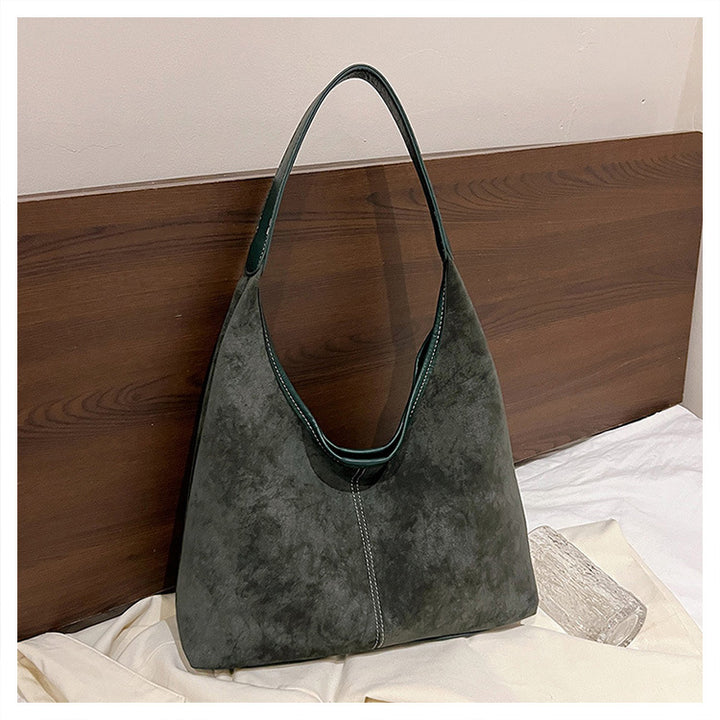 Olive Smooth Crescent Zip-Up Hobo