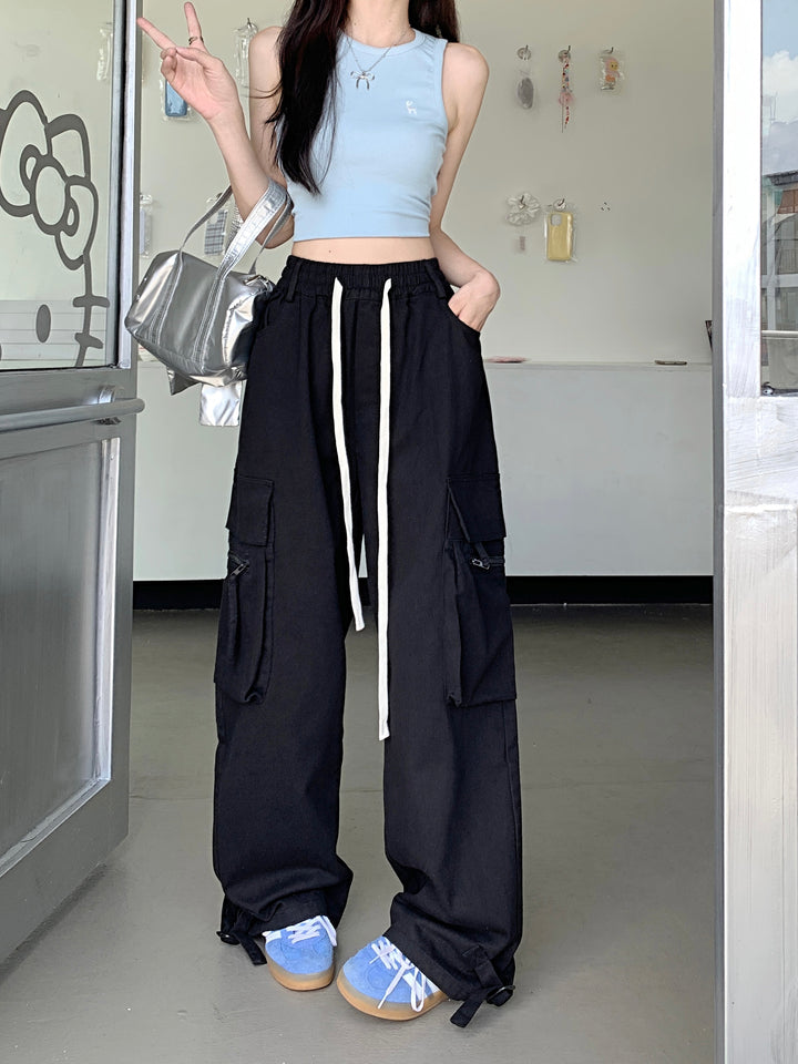 Black Ultra Wide Cargo Pocket Sweatpants