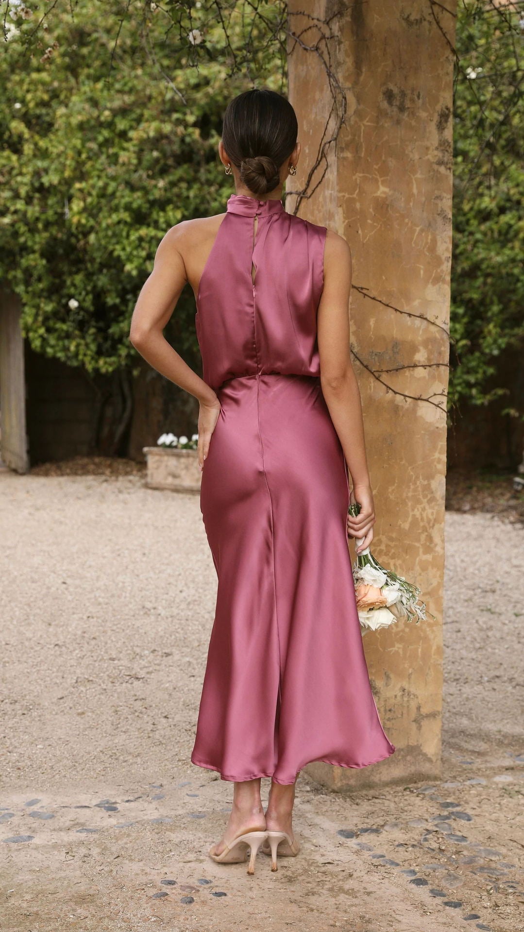 Pink Sleeveless High Neck Dress