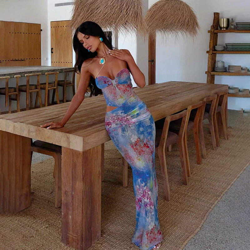 Blue Off Shoulder And Fitted Dress