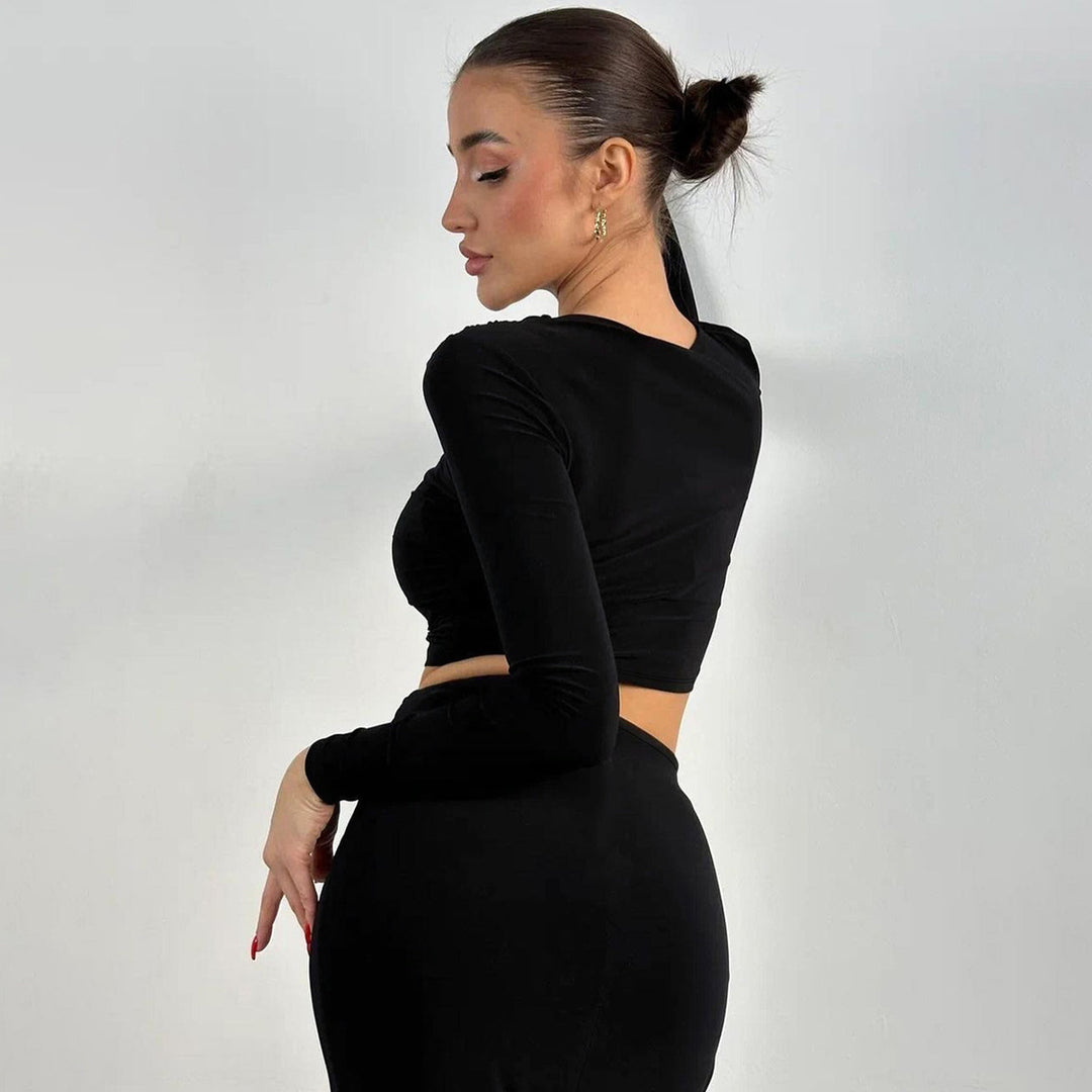 Black Top And Skirt Co-Ord Set