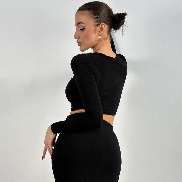 Black Top And Skirt Co-Ord Set