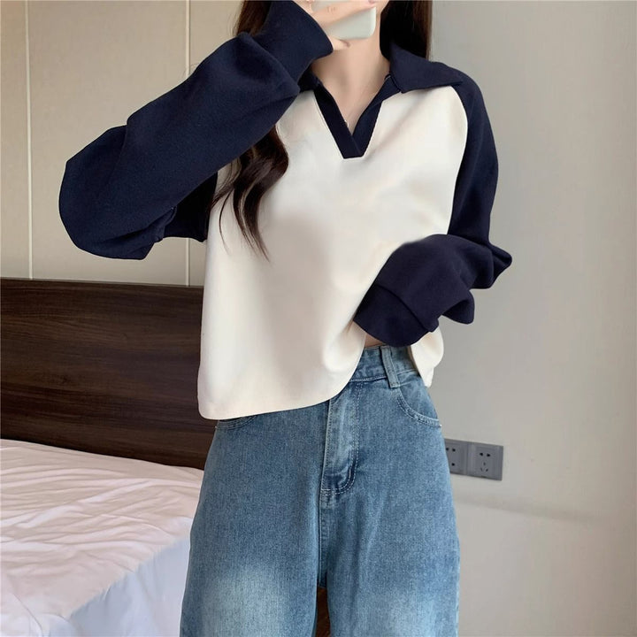 Navy blue Colour Block Sweatshirt