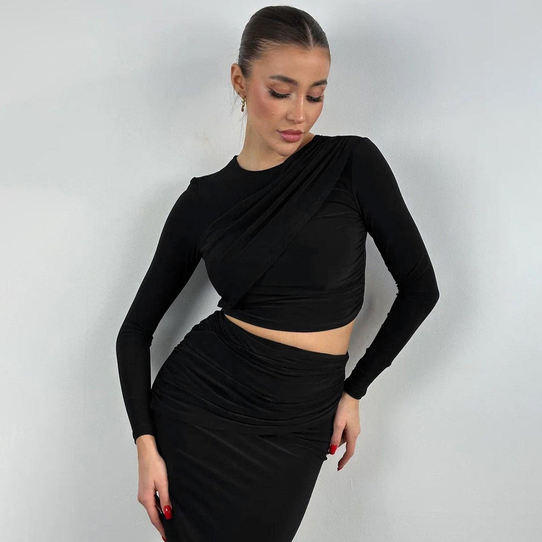 Black Top And Skirt Co-Ord Set