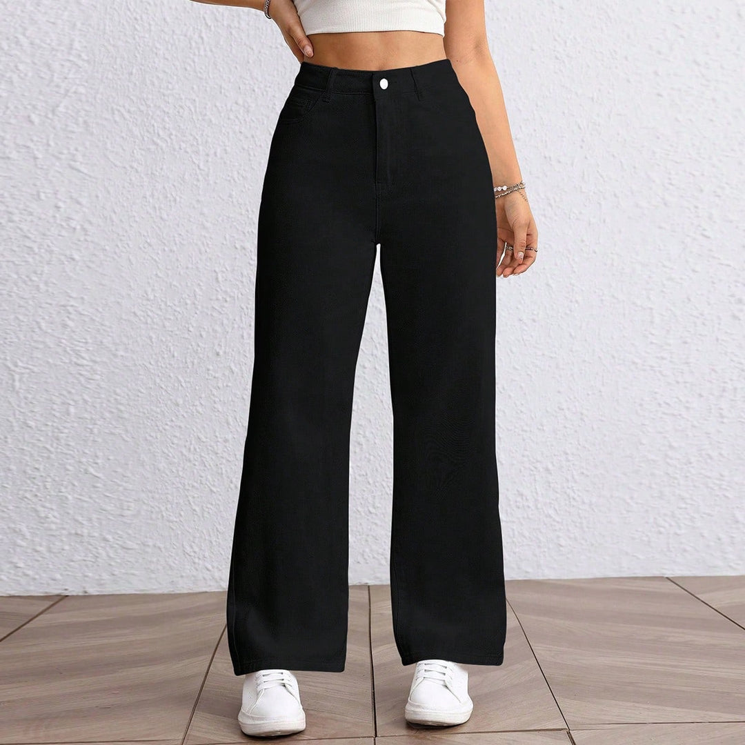 Black Clean Washed Wide Leg Jeans