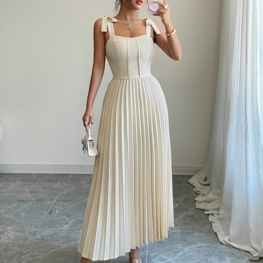 Off White Shoulder Tie-Up Dress