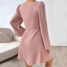 Pink Square Neck Centre Tie Up Dress