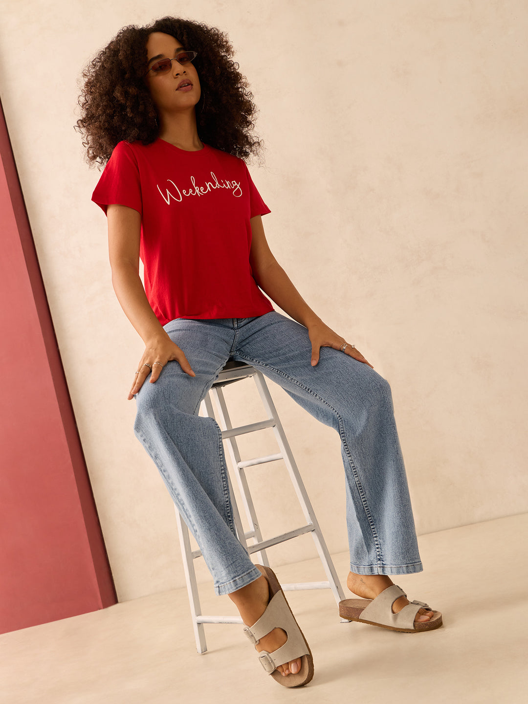 Red Regular Fit Graphic Tshirt