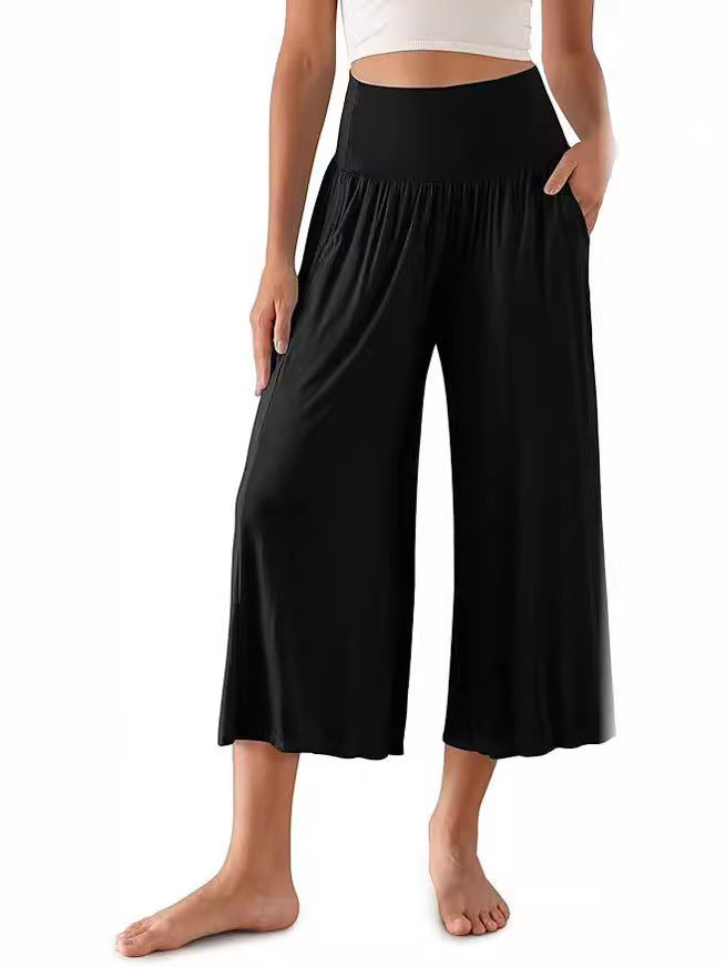Black Flared Calf Length Trouser