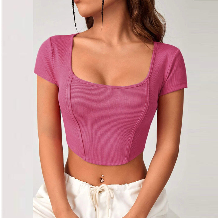 Pink Short Sleeve Fitted Top
