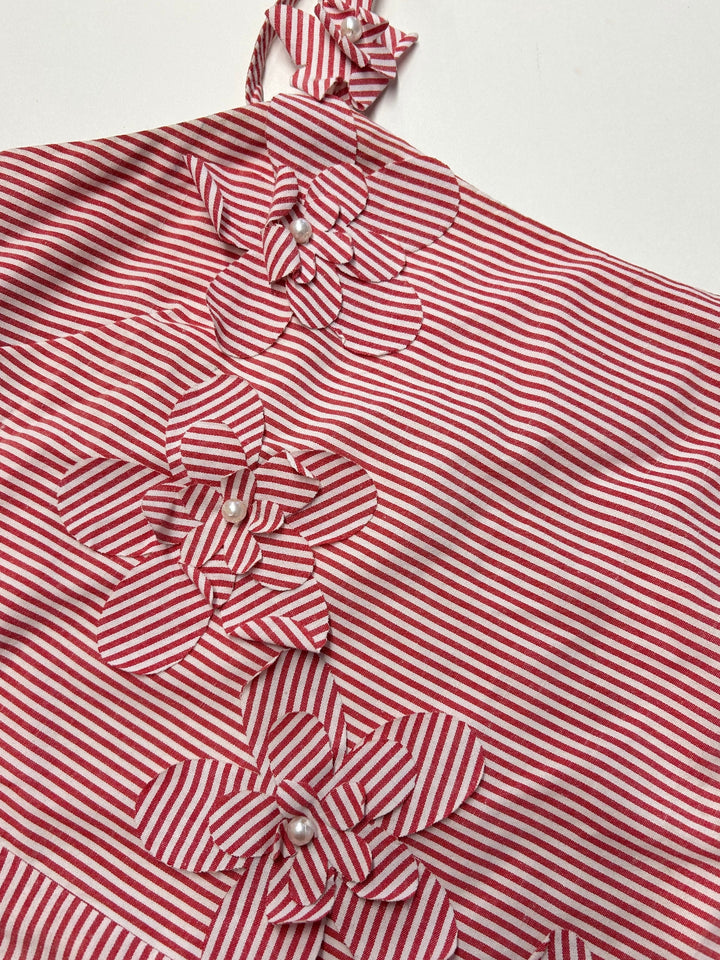 Pink Midi Yarndyed Dress With Cutout Floral Applique Detail